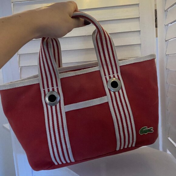 Vintage LACOSTE Red Canvas TOTE BAG (red) - Picture 1 of 6